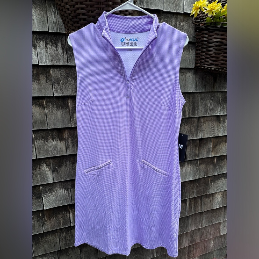 Ibkul mini check zip mock dress NWT size M
